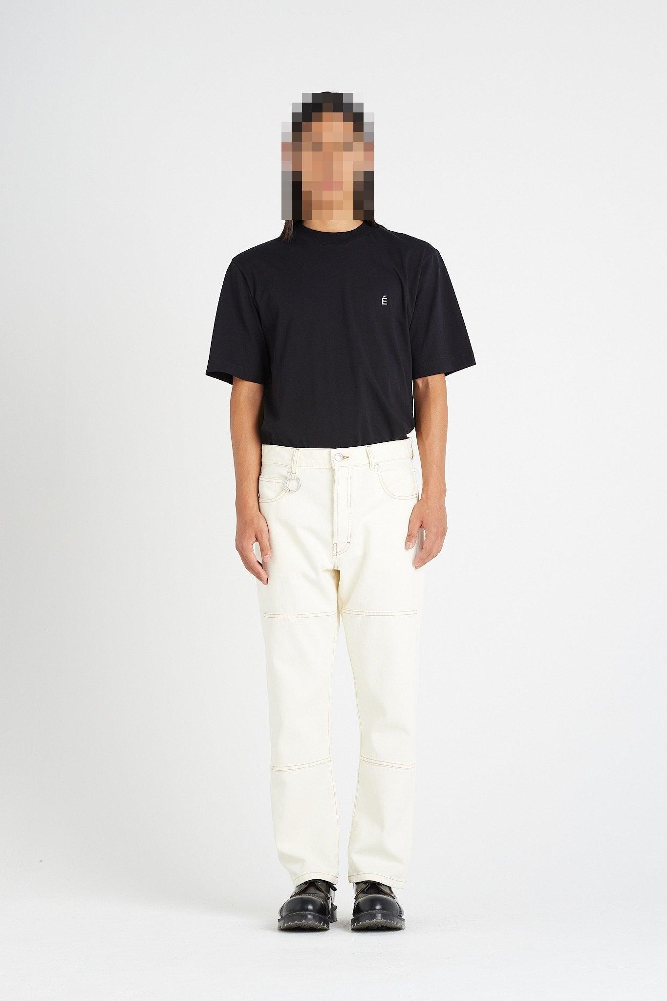 ÉTUDES CORNER DENIM DYED OFF WHITE TROUSERS 1