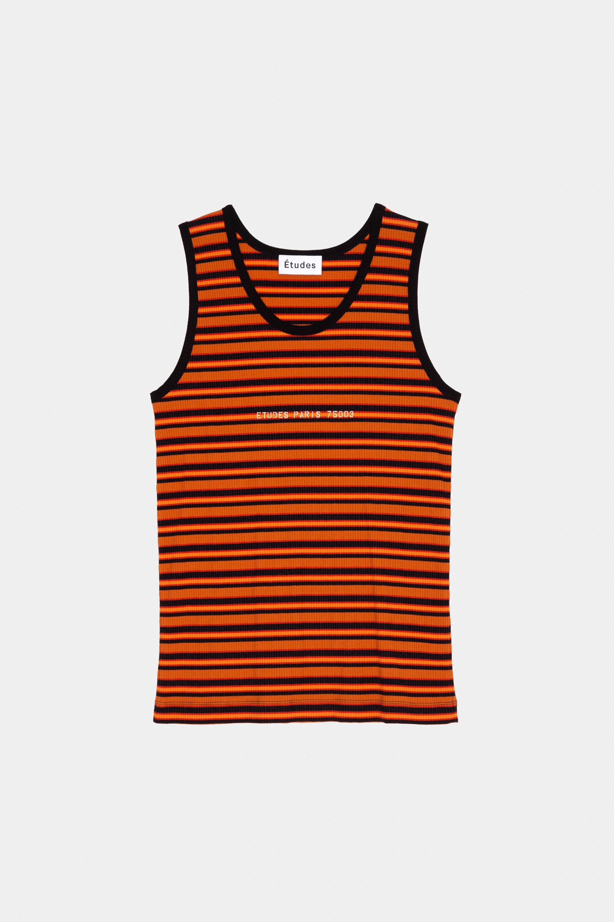 ÉTUDES PIPPEN RIB STRIPED ORANGE T-SHIRTS 2